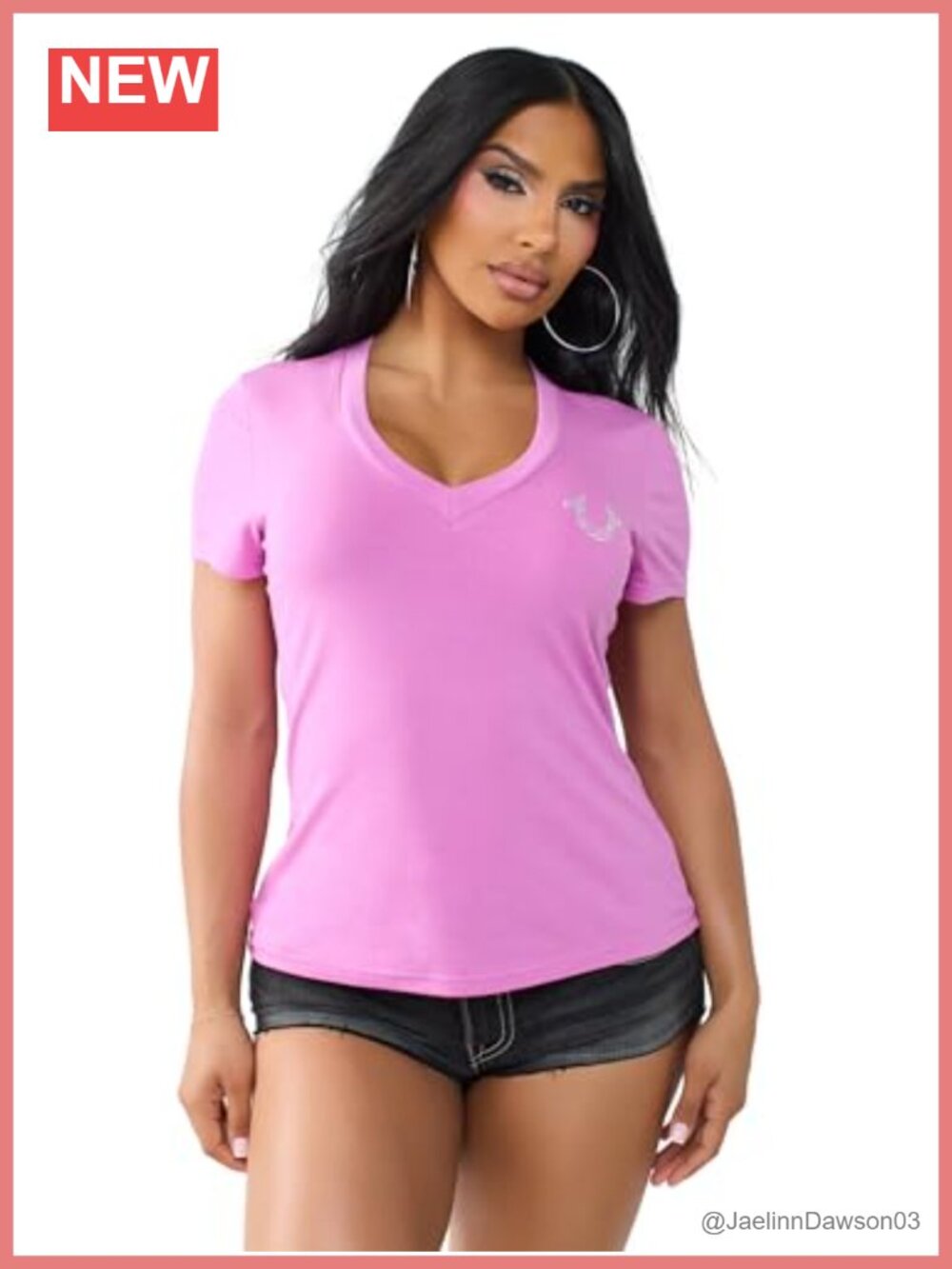 V-Neck Tee Stretch Cotton Blend Short Sleeve Pullover Top